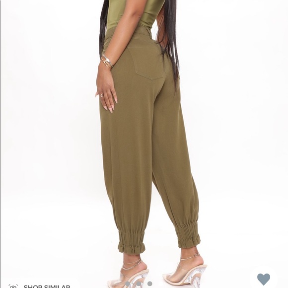 Berlin Slouchy Denim Joggers-Olive - Picture 4 of 4